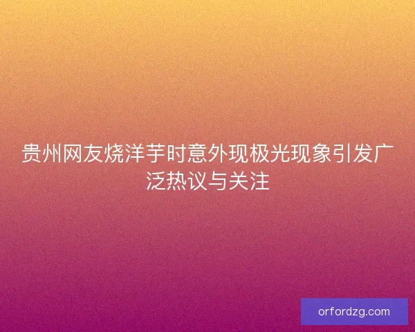 贵州网友烧洋芋时意外现极光现象引发广泛热议与关注