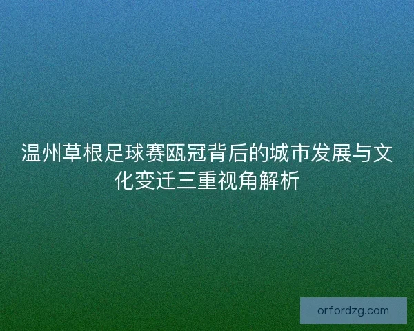 温州草根足球赛瓯冠背后的城市发展与文化变迁三重视角解析 温州草根足球赛瓯冠背后的城市发展与文化变迁三重视角解析