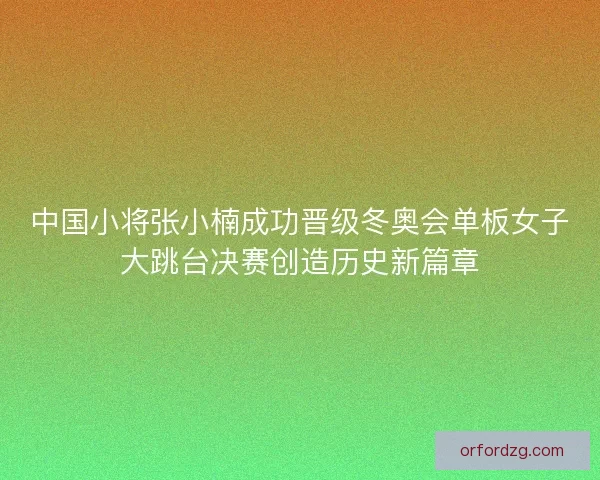 中国小将张小楠成功晋级冬奥会单板女子大跳台决赛创造历史新篇章 中国小将张小楠成功晋级冬奥会单板女子大跳台决赛创造历史新篇章